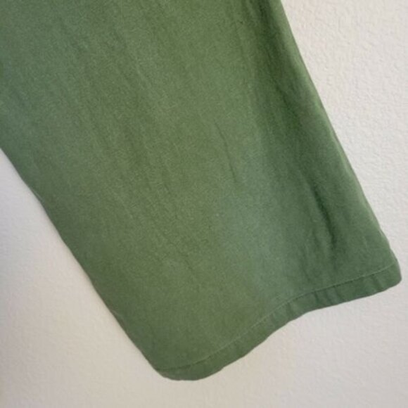 LOVE TREE Wide Leg Green Linen Pants Size Small high-rise belted Straight Pants - Picture 5 of 11